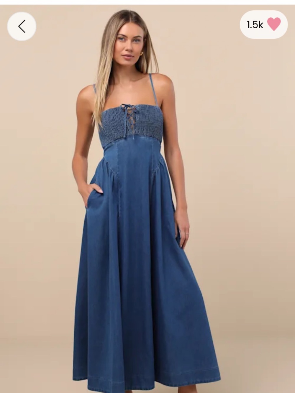 Lulus Laylie Denim Lace up Midi Dress